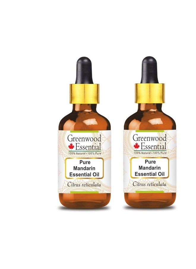 Greenwood Essential Pure Mandarin Essential Oil (Citrus reticulata) with Glass Dropper Steam Distilled (Pack of Two) 100ml X 2