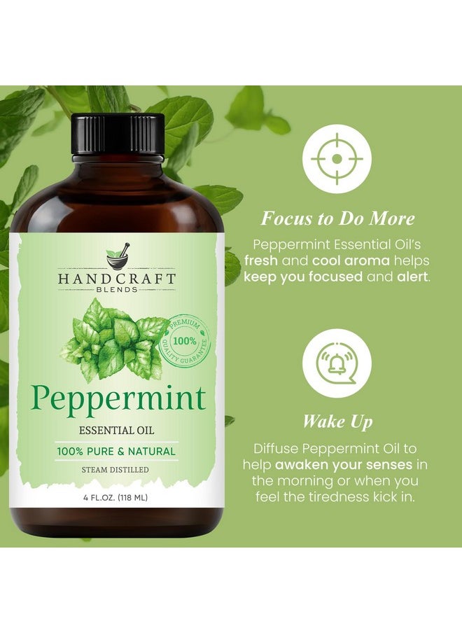 Handcraft Blends Peppermint Essential Oil - Huge 4 Fl Oz - 100% Pure and Natural - Premium Grade with Glass Dropper