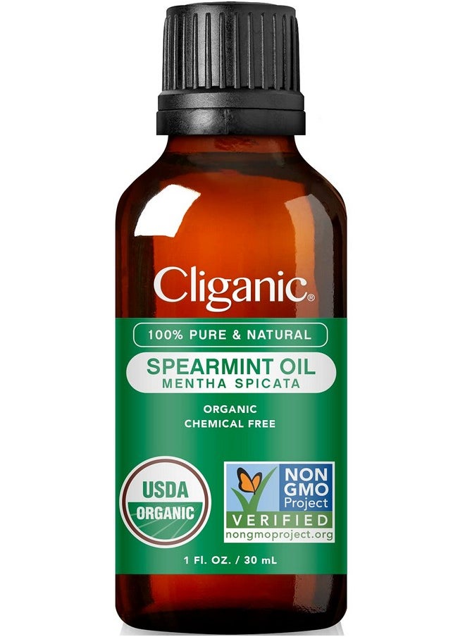 Cliganic Organic Spearmint Essential Oil, 1oz - 100% Pure Natural Undiluted, for Aromatherapy | Non-GMO