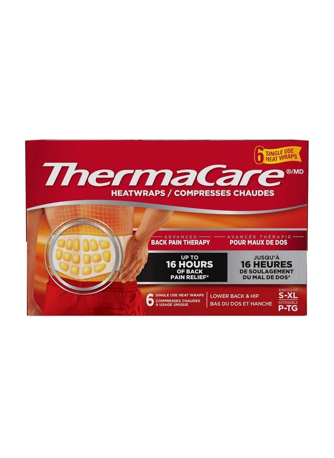 ThermaCare Heatwraps Advance Back Pain Therapy Stretch Fit S-XL, 6 count