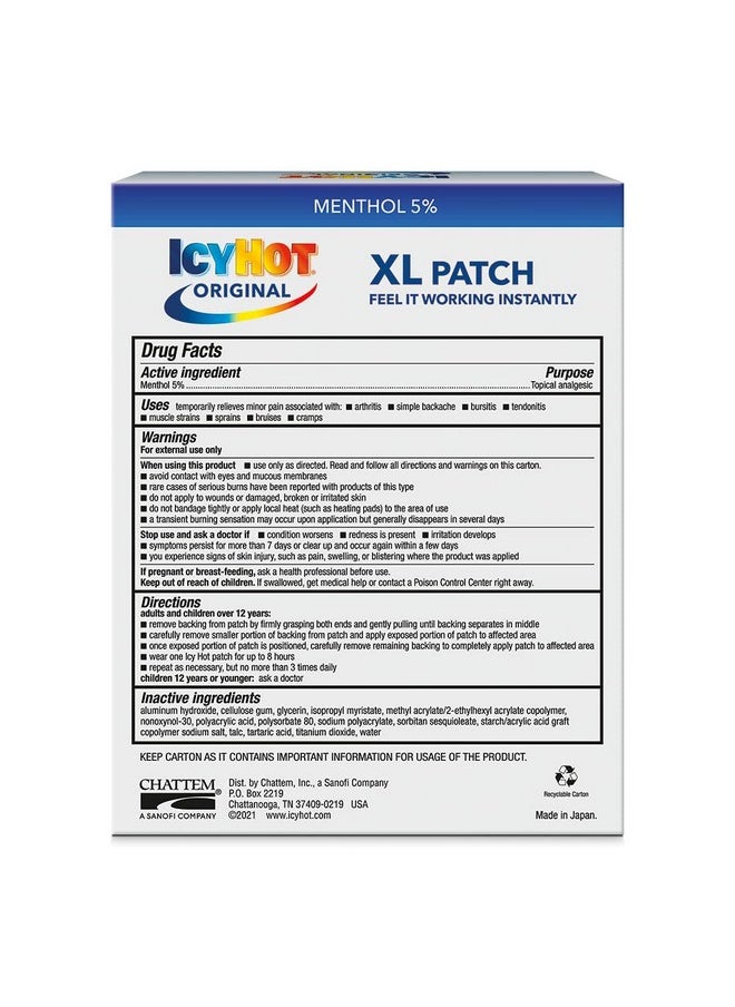Icy Hot Original XL Pain Relief Patch (3 Count) for Back and Large Areas