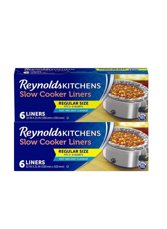 Reynolds Kitchens Slow Cooker Liners, Regular (Fits 3-8 Quarts), 6 Count (Pack of 2), 12 Total