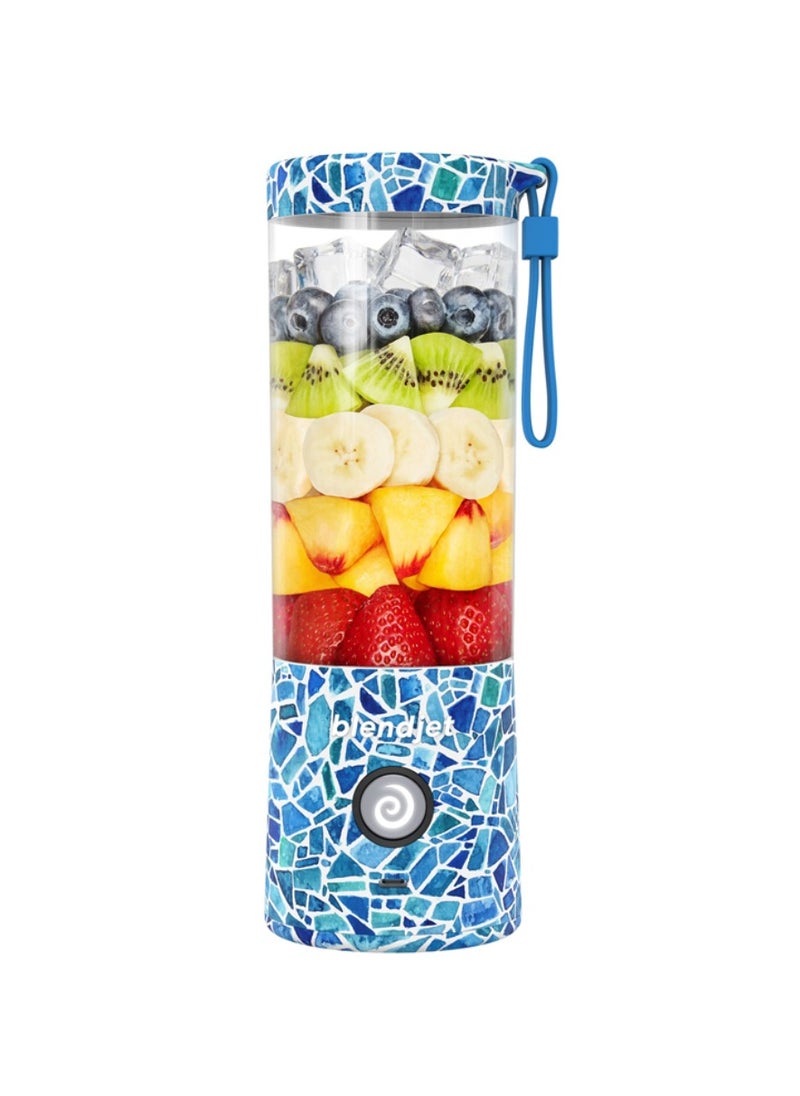 V2 Portable Blender Smoothie Maker, Personal Blender, Fruit Blender, Leak Proof Juicer, BPA-Free 475ml 200W Sports Bottle, USB-C Rechargeable, Ice Crusher with Stainless Steel Blades - Mosaic Print