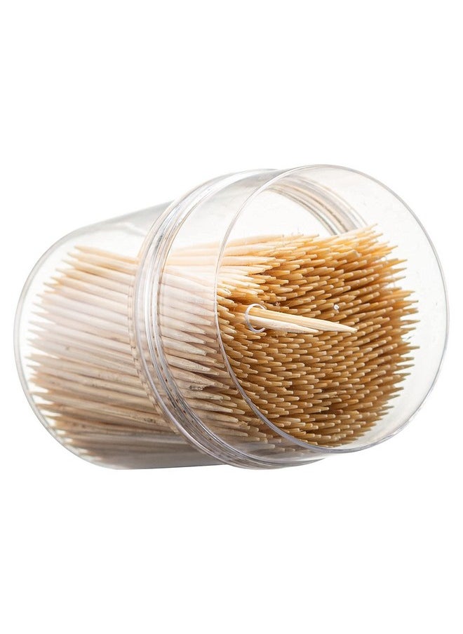 Prestee 2500ct Wooden Toothpicks + Reusable Toothpick Container, Light Wood - Sturdy Smooth Finish Bamboo Tooth Picks for Teeth, Party Cocktail Picks, Toothpicks Wood for Appetizers, 100% Natural