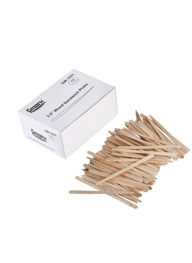 Gmark Natural Birch Wood Sandwich Picks, 3.5 Inch 750 per Pack, Biodegradable Wooden Food Picks (750pcs/box) GM1065