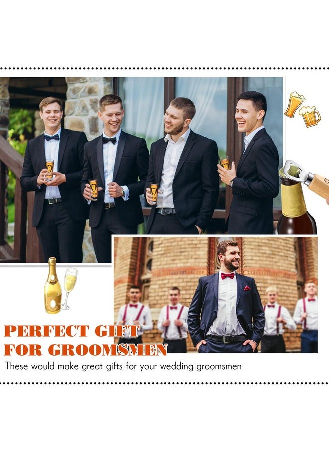 Yaomiao 30 Pcs Groomsmen Gift Wedding Gift, Including 6 Pcs 8 oz Groomsmen Flask 6 Wooden Bottle Opener 6 Party Favors Shot Glasses 6 Groomsmen Gift Boxes Empty 6 Proposal Cards Best Man Gift