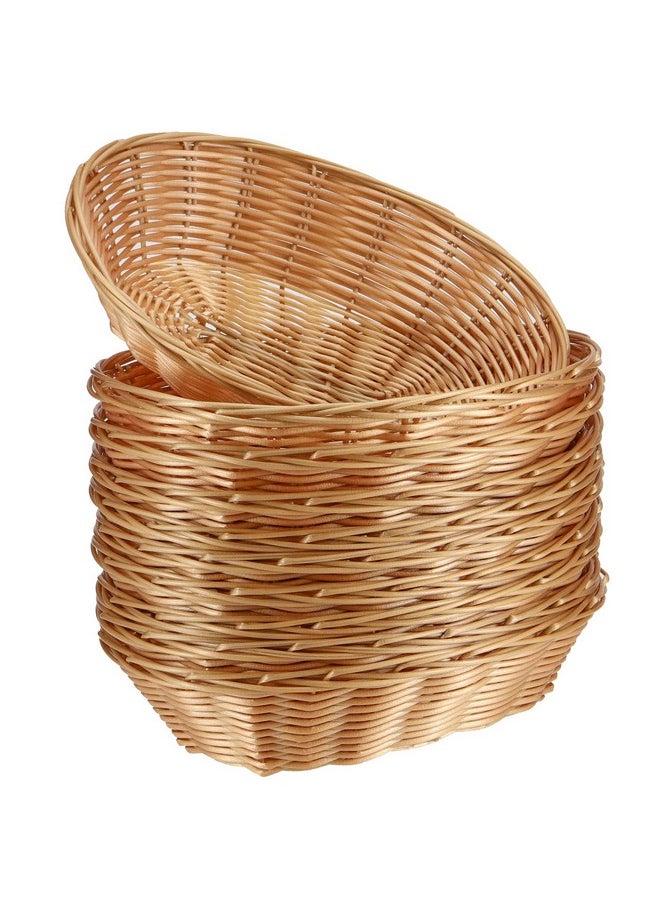 SINJEUN 20 Pack Wicker Bread Basket, Handwoven Oval Plastic Basket, Woven Tabletop Fruit Vegetables Food Serving Basket for Home, Kitchen, Restaurant, Light Brown