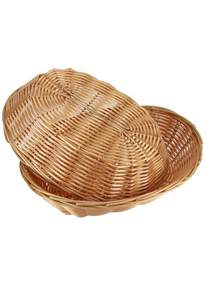 SINJEUN 20 Pack Wicker Bread Basket, Handwoven Oval Plastic Basket, Woven Tabletop Fruit Vegetables Food Serving Basket for Home, Kitchen, Restaurant, Light Brown