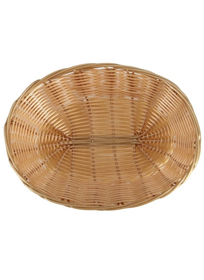 SINJEUN 20 Pack Wicker Bread Basket, Handwoven Oval Plastic Basket, Woven Tabletop Fruit Vegetables Food Serving Basket for Home, Kitchen, Restaurant, Light Brown