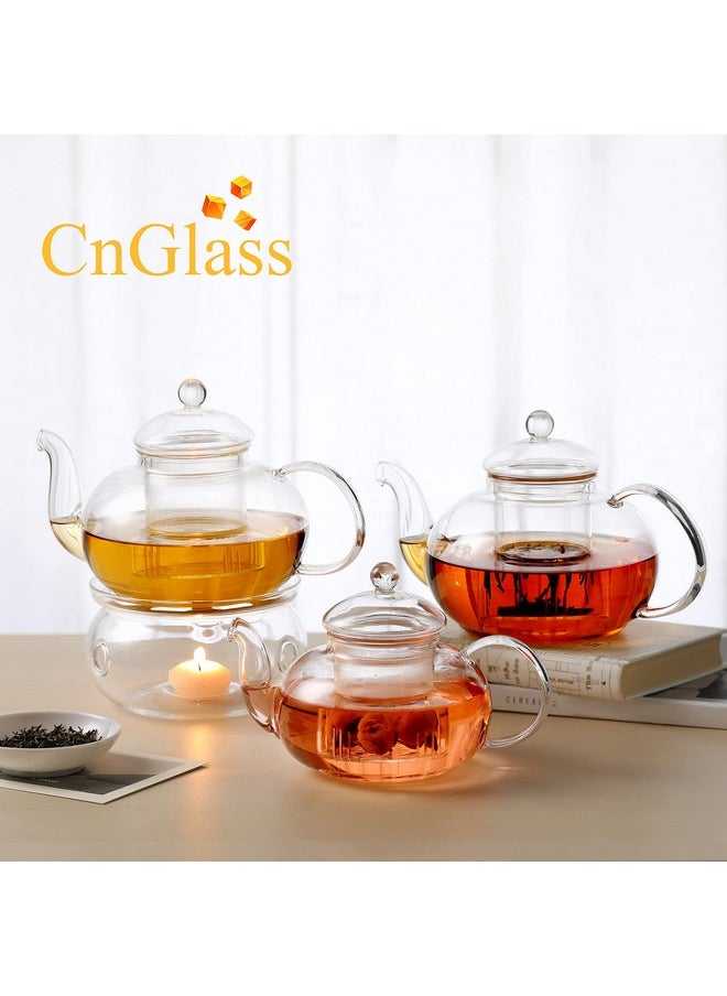 CnGlass 1200ml Glass Teapot with Removable Infuser,Stovetop Safe Tea Kettle,Blooming & Loose Leaf Tea Pot