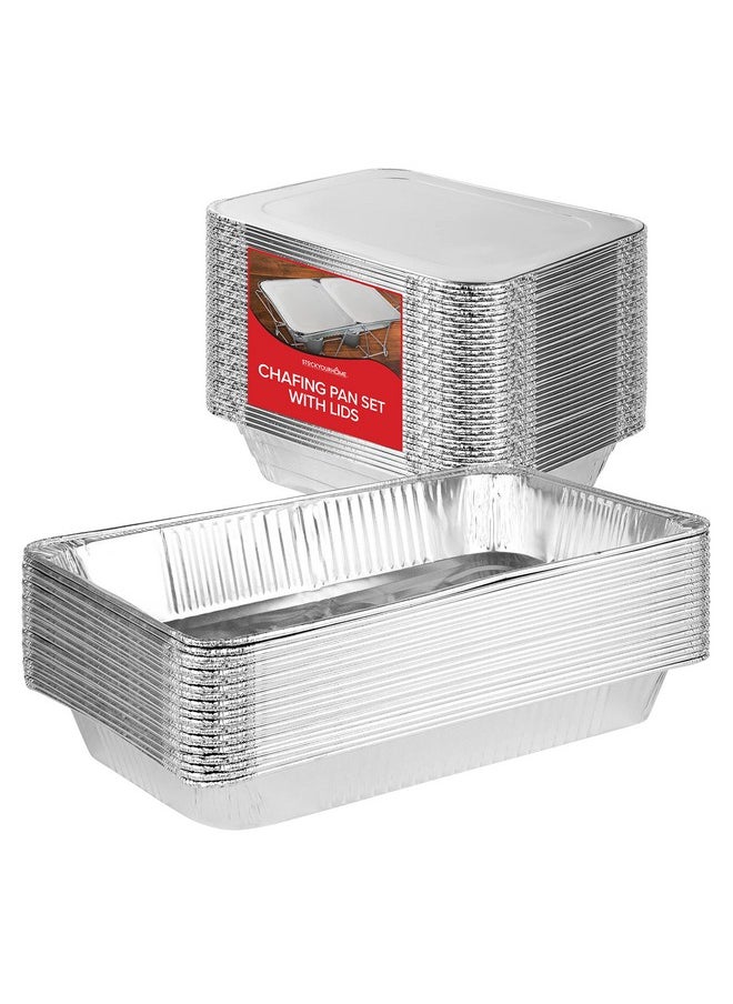 Chafing Dish Buffet Set with Cover Disposable - 21x13 (5 Pack) 9x13 & Lids (10 Pack) Aluminum Serving Trays, Catering Pans for Keeping Food Warm, Chaffing Dishes for Buffets and Parties, Warming Tray