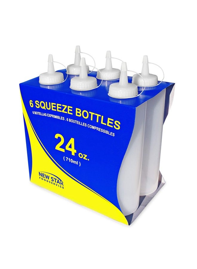 New Star Foodservice 26207 Squeeze Bottles, Plastic, 24 oz, Clear, Pack of 6