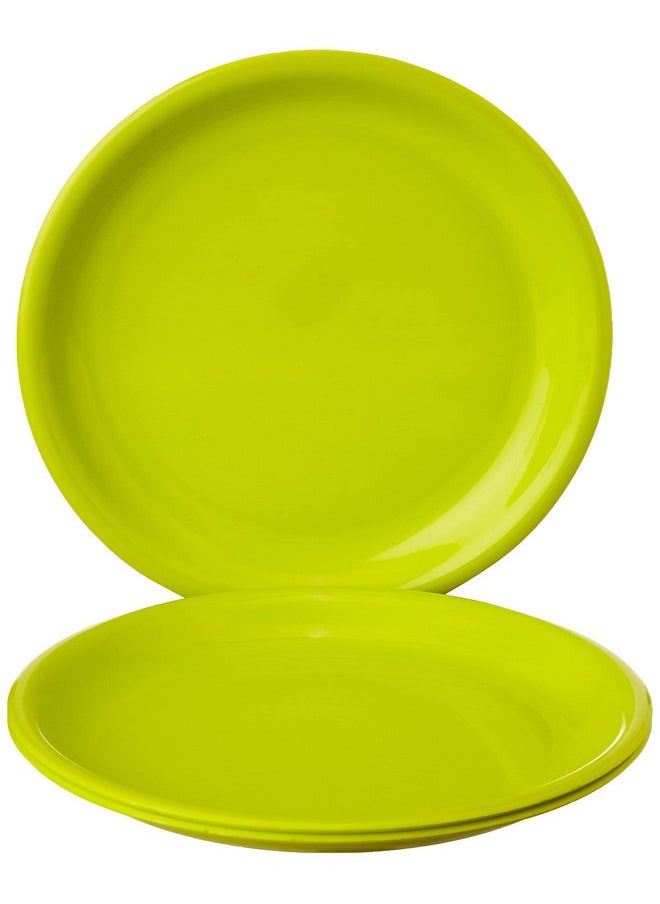 Kuber Industries Small Round 3 Pieces Unbreakable Plastic Microwave Safe Dinner Plates (Green) - CTKTC034836