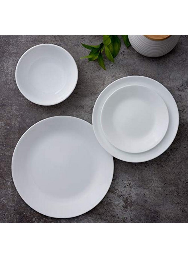 Corelle Vitrelle 8-Piece Dinner Plates Set, Triple Layer Glass and Chip Resistant, Lightweight Round Plates, Winter Frost White