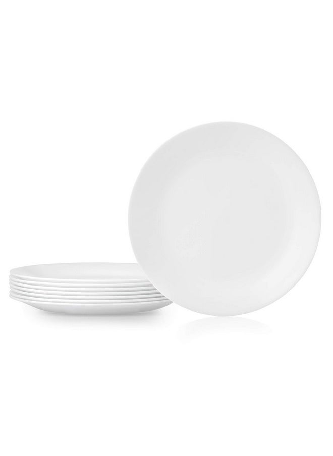 Corelle Vitrelle 8-Piece Dinner Plates Set, Triple Layer Glass and Chip Resistant, Lightweight Round Plates, Winter Frost White