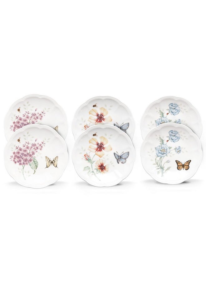 Lenox 817046 Butterfly Meadow 6-Piece Tidbit Plate Set, White, 3.05 LB