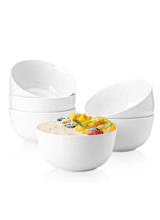 Sweese Cereal Bowl, 20 Oz Soup Bowls Set of 6, Chip Resistant, Dishwasher & Microwave Safe, Porcelain Bowls for Cereal Soup Rice Pasta Salad Oatmeal, White