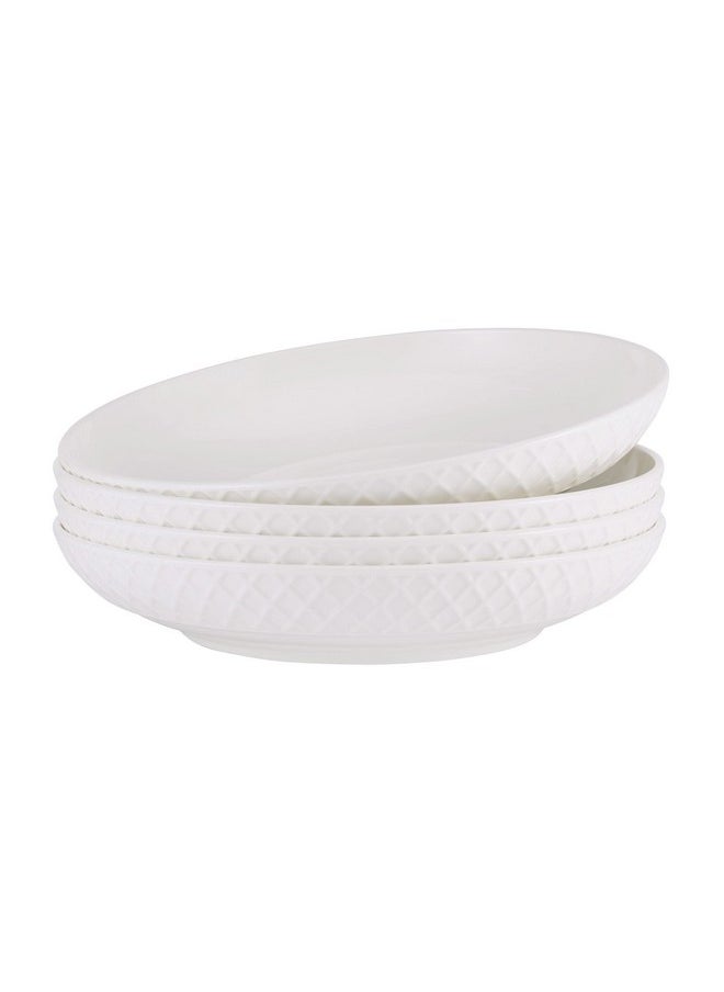 Mikasa Trellis Chip Resistant Set of 4 Pasta Bowls Set, 9-inch, 24 ounces, White