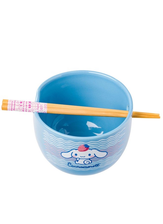 Silver Buffalo Hello Kitty and Friends Cinnamoroll Strawberry Ceramic Ramen Noodle Rice Bowl with Chopsticks, Microwave Safe, 20 Ounces