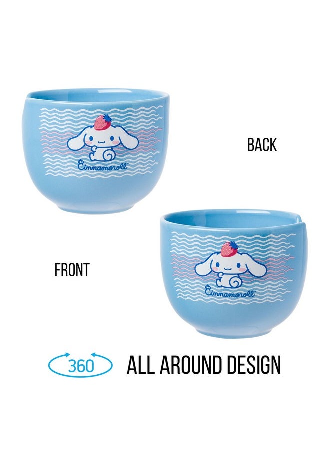Silver Buffalo Hello Kitty and Friends Cinnamoroll Strawberry Ceramic Ramen Noodle Rice Bowl with Chopsticks, Microwave Safe, 20 Ounces