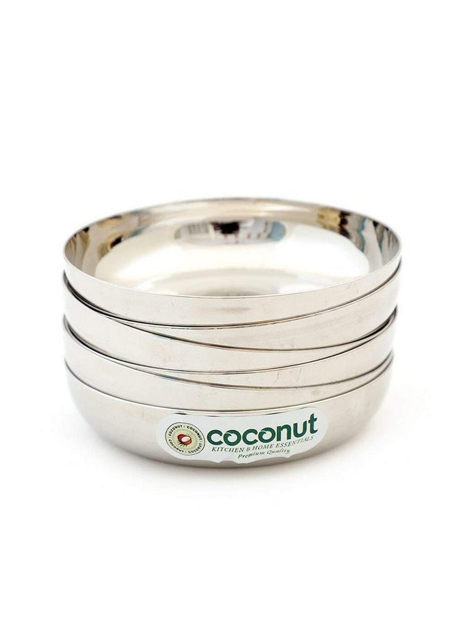 Coconut Stainless Steel Halwa Plate Set, 6-Pieces, Silver