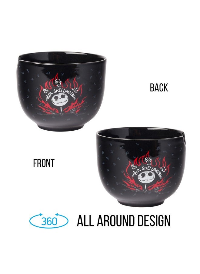 Silver Buffalo Disney Nightmare Before Christmas Jack Skellington Ceramic Ramen Noodle Rice Bowl with Chopsticks, Microwave Safe, 20 Ounces