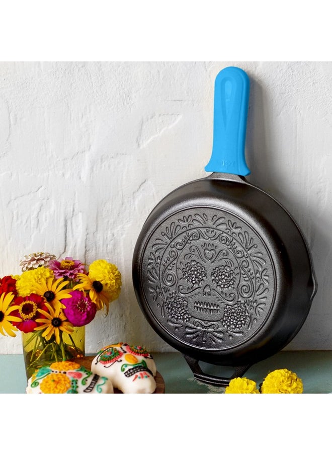 Lodge Seasoned Cast Iron Sugar Skull Skillet with Handle Holder Black 10.25 Inch