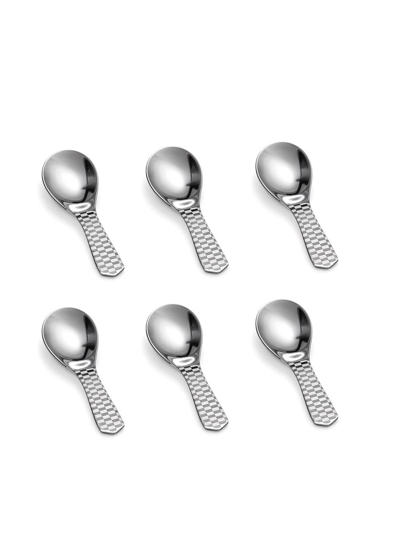 Kitchen Expert - Stainless Steel Masala Spoons | Heavy Guage | Mini Spoons for Tea/Sugar | Spices Spoon for Kitchen | for Small Containers | Spoon for Masala Dabba | Set of 6 | Silver Color