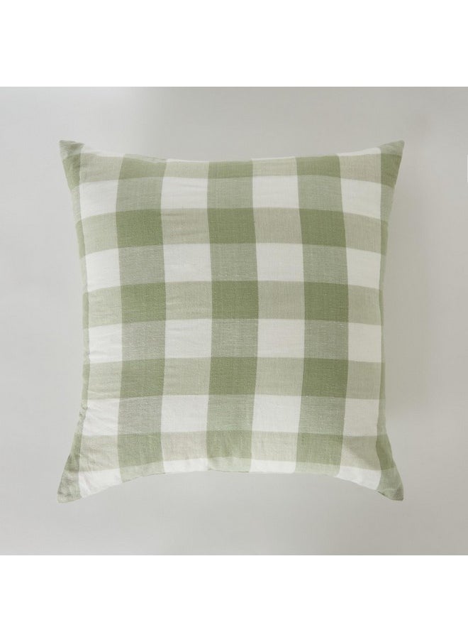 Green Artist Verde Yarn Dyed Check Filled Cushion 50 x 50 cm