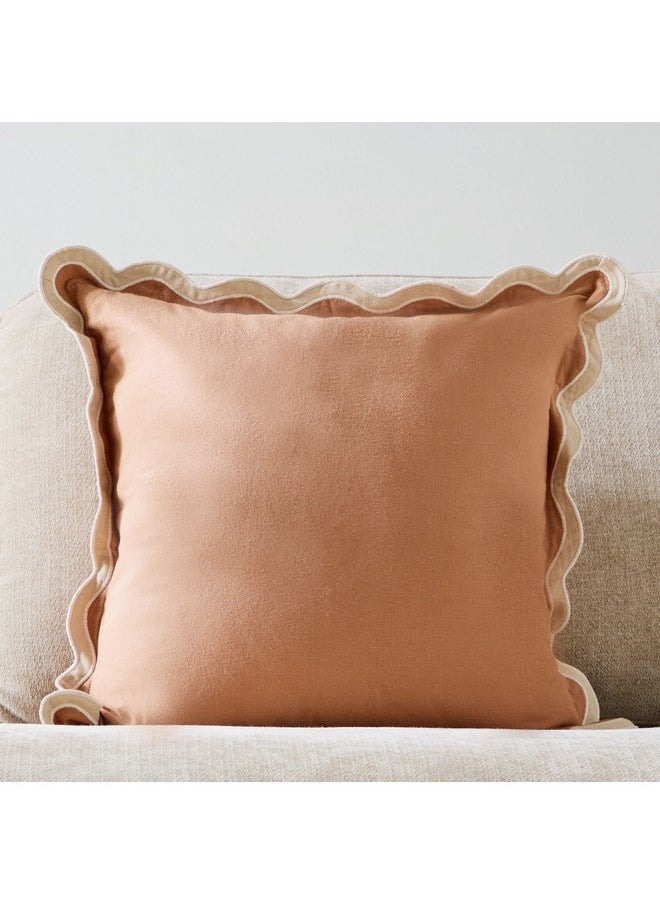 Warm Oasis Terra Solid Scallop Edge Filled Cushion 50 x 50 cm