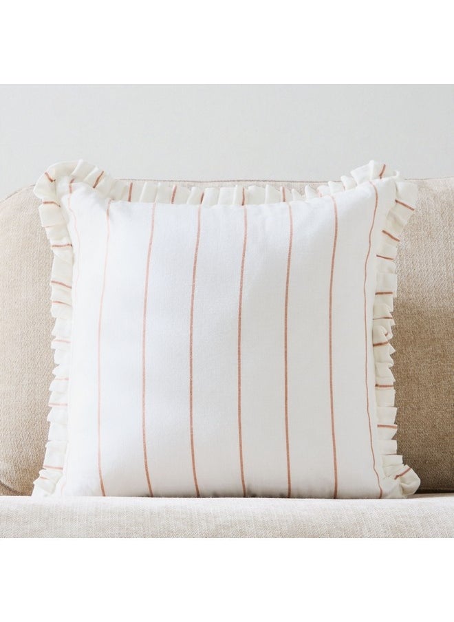 Warm Oasis Terra Stripe Scallop Edges Filled Cushion 50 x 50 cm