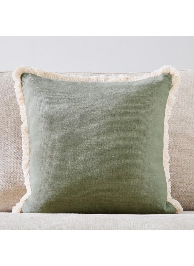 Artist Verde Solid Fringe Filled Cushion 50 x 50 cm