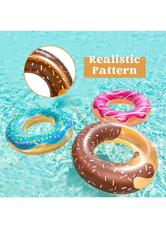 JOYIN Donut Pool Float with Glitters 32.5” (3 Pack), Funny Tube Toys for Swimming Pool Party and Donut Party Supplies