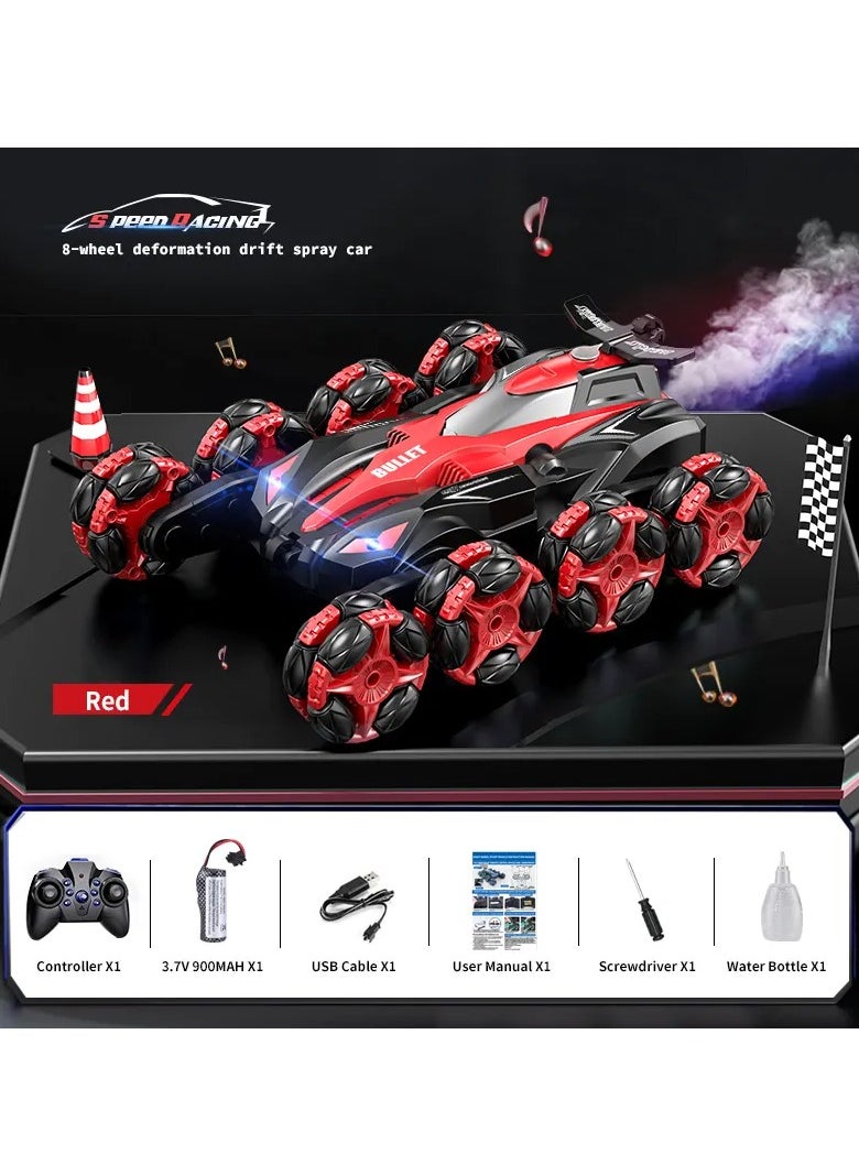 8WD 2.4 G Remote-Controlled Drifting Stunt car, Gesture Sensing with Music and Lighting Drifting car-Red