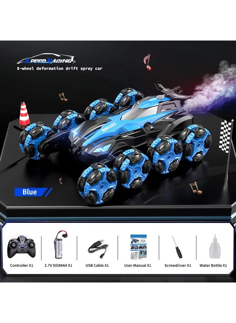 8WD 2.4 G Remote-Controlled Drifting Stunt car, Gesture Sensing with Music and Lighting Drifting car-Blue