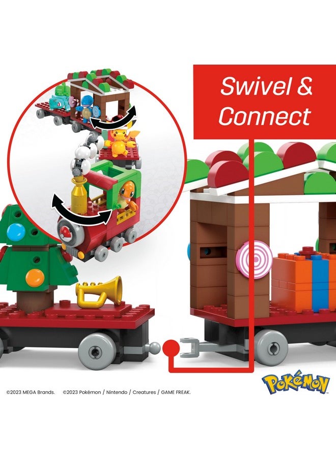 MEGA Pokémon Building Toys Set Holiday Train with 373 Pieces, 4 Articulated and Poseable Characters and Surprises, for Kids (Amazon Exclusive)