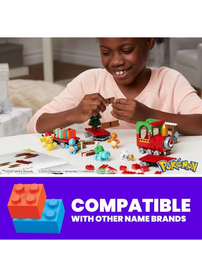 MEGA Pokémon Building Toys Set Holiday Train with 373 Pieces, 4 Articulated and Poseable Characters and Surprises, for Kids (Amazon Exclusive)