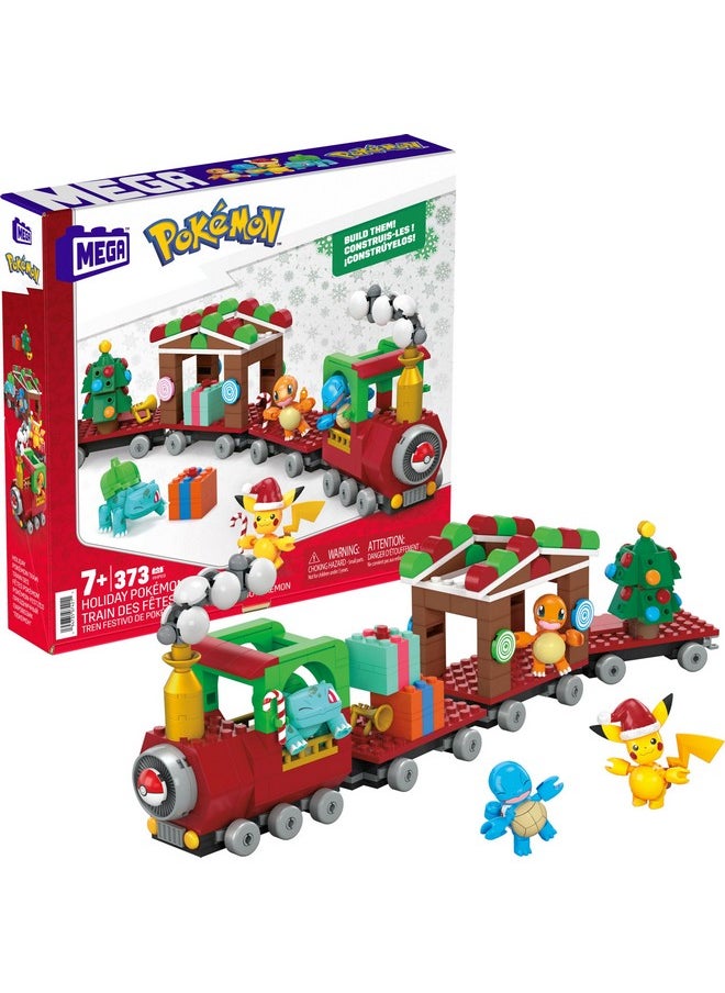 MEGA Pokémon Building Toys Set Holiday Train with 373 Pieces, 4 Articulated and Poseable Characters and Surprises, for Kids (Amazon Exclusive)