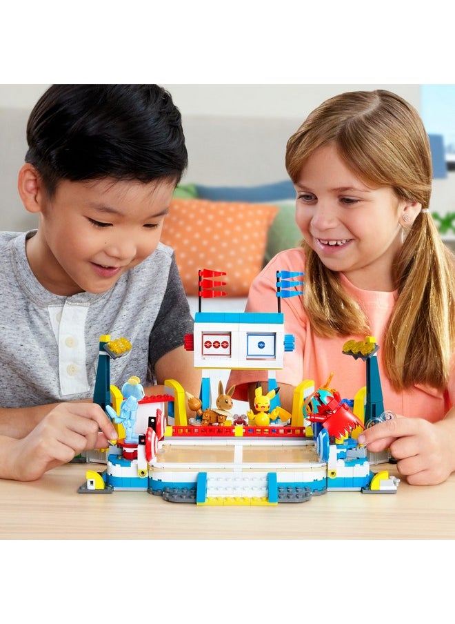 Mega Pokémon Building Toys Set Training Stadium with 1101 Pieces, 5 Poseable Characters and Battle Play, for Kids