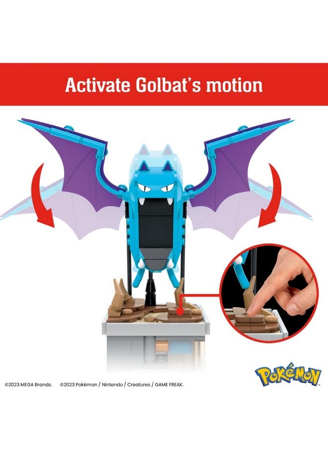 Mega Pokémon Building Toys Set Mini Motion Golbat with 313 Pieces, Wing Flapping Motion, 5 Inches Tall, for Adult Collectors