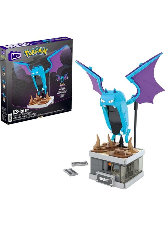 Mega Pokémon Building Toys Set Mini Motion Golbat with 313 Pieces, Wing Flapping Motion, 5 Inches Tall, for Adult Collectors