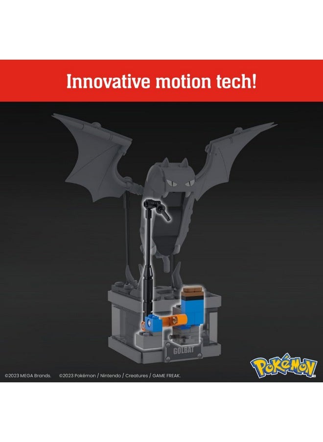 Mega Pokémon Building Toys Set Mini Motion Golbat with 313 Pieces, Wing Flapping Motion, 5 Inches Tall, for Adult Collectors