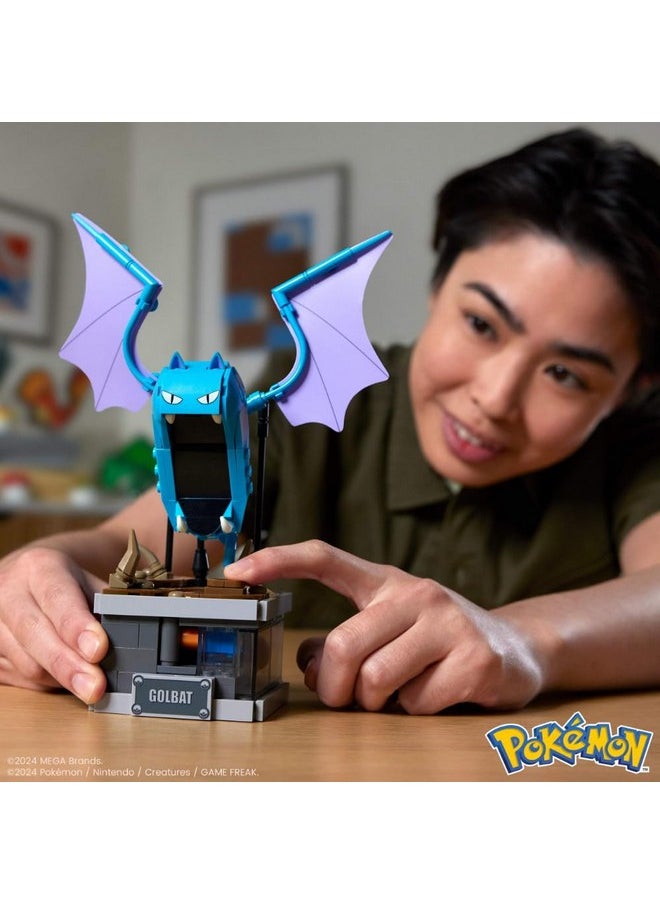 Mega Pokémon Building Toys Set Mini Motion Golbat with 313 Pieces, Wing Flapping Motion, 5 Inches Tall, for Adult Collectors