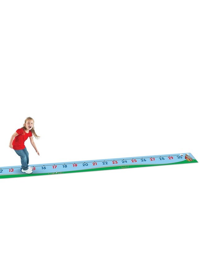 Learning Resources 0-30 Number Line Floor Mat, Blue 22 L x 1 W ft