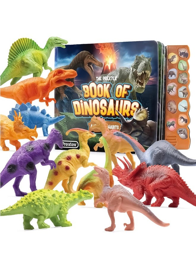 Dinosaur Toys For Kids 3-5 (12 Plastic Dinosaur Figures & Interactive Dinosaur Book With Sound) - Toddler Dinosaur Toy, Kids Dinosaur Toys For Girls, Boys, Toddlers, Dinosaurs For Kids 3-5