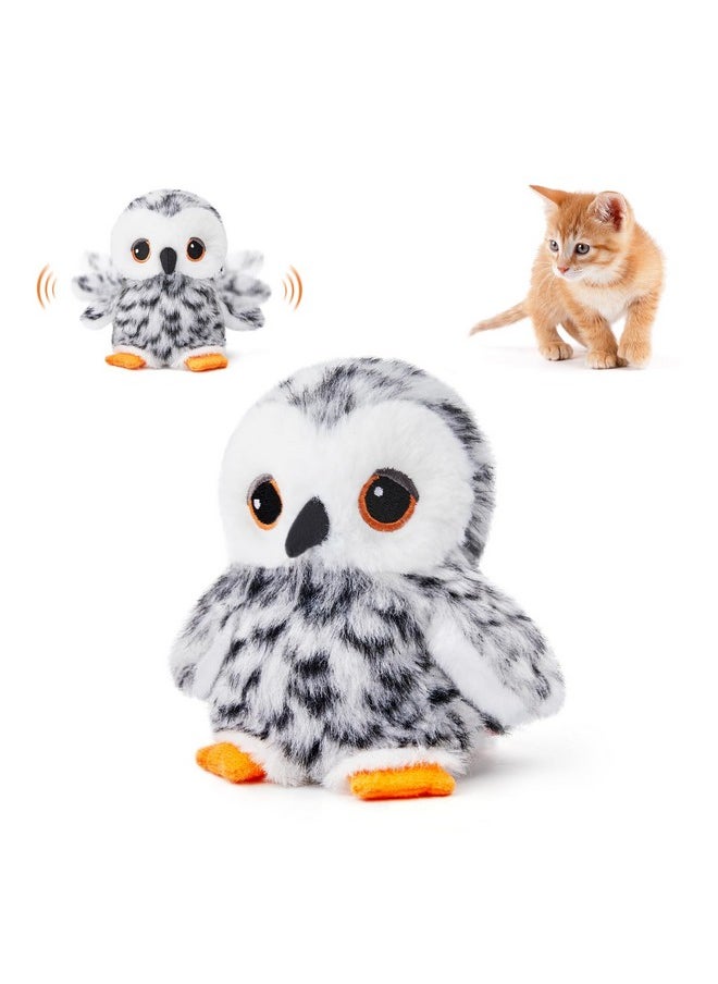 Potaroma Flapping Owl Cat Toys (No Flying), Lifelike Bird Chirp, Rechargeable Touch Activated Kitten Toy, Interactive Catnip Kicker Exercise Toys 4.0