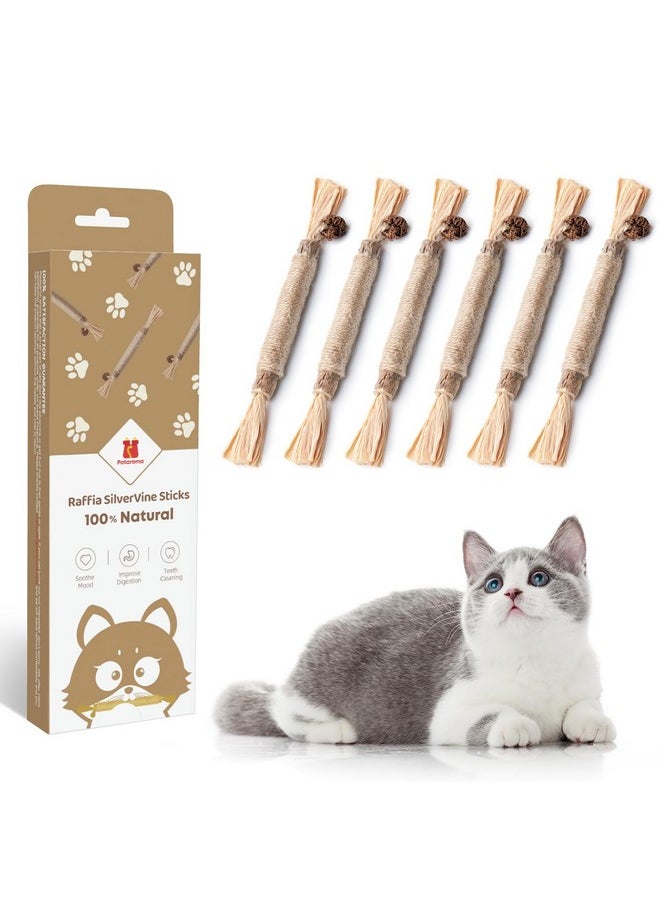 Potaroma 6 Pcs Natural Silvervine Sticks Cat Toys, Catmint Silvervine Blend Sticks, Kittens Chew Toys for Teeth Cleaning, Matatabi Dental Care Cat Treat, Edible Kitty Lick Toys