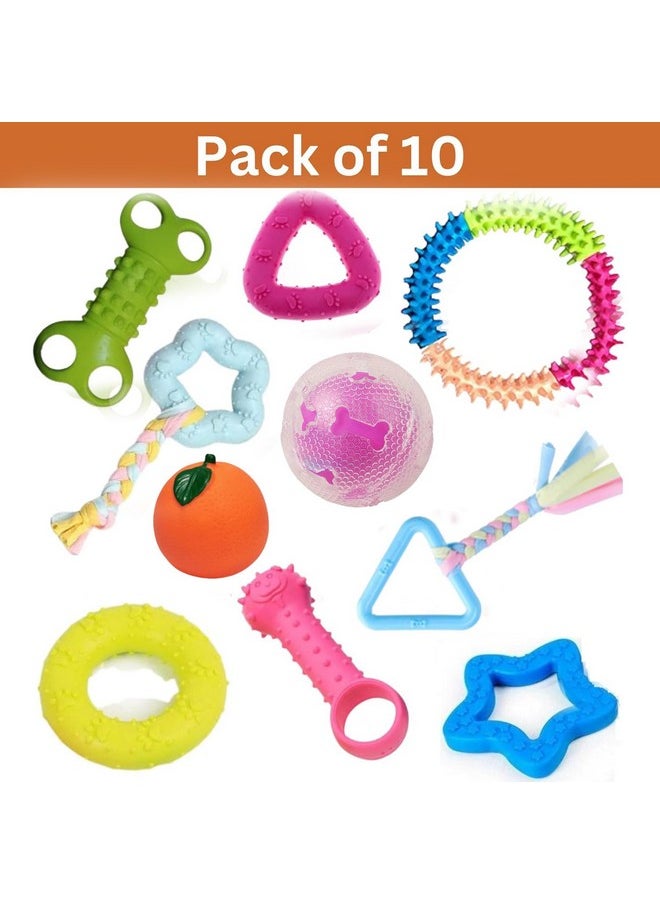 emily pets Dog Chew Toys Combo of 10pcs Rubber Ring Toy,Teether,Dumble Teether & Latex Non-Toxic Toys Dog Toys & Puppy Toys (Color May Vary)