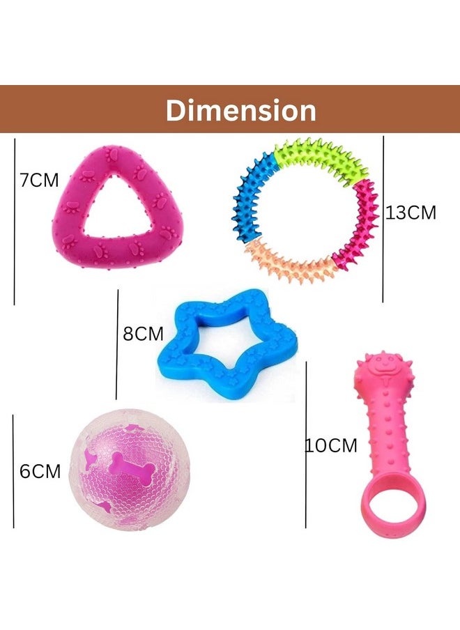 emily pets Dog Chew Toys Combo of 10pcs Rubber Ring Toy,Teether,Dumble Teether & Latex Non-Toxic Toys Dog Toys & Puppy Toys (Color May Vary)