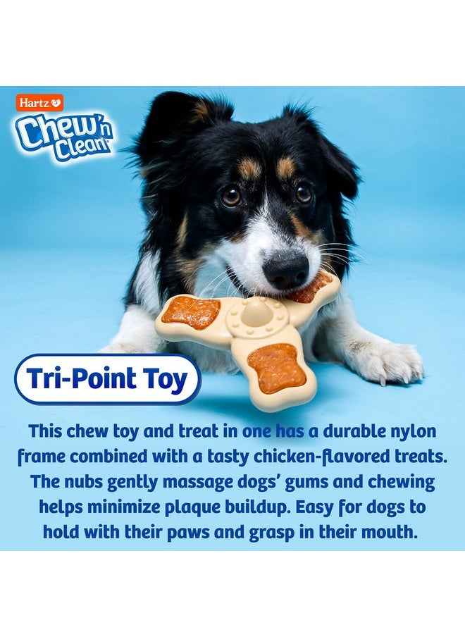 Hartz Chew ‘n Clean Chew Toy and Treat in One Chicken Flavored Tri-Point Dog Toy, Small